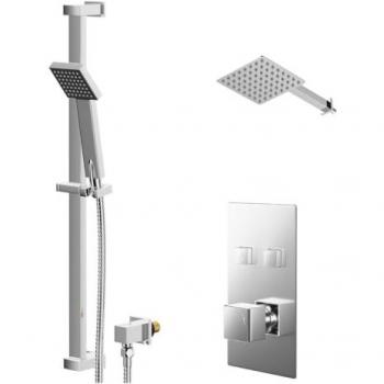 Cubix Polished Chrome Shower Valve and 200mm Square Shower Head