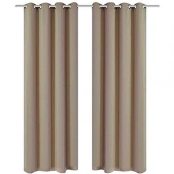 VidaXL 2 pcs Cream Thermal Insulated Curtains with Metal Rings 135 x 245 cm