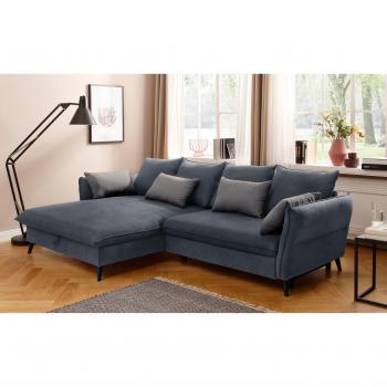 Ecksofa HOME AFFAIRE Tirano L‑Form – modular, Bett & Stauraum – Grau (Anthrazit)