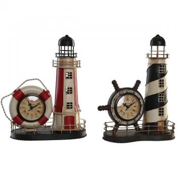 Orologio da tavolo Faro DKD Home Decor rosso e nero (set di 2)
