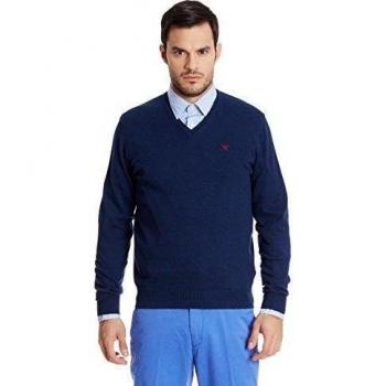 Jersey de deporte Hackett London PIMA V LOGO, Azul (Navy), L