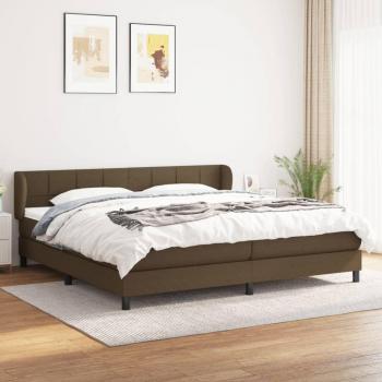 Letto a Molle con Materasso 200x200cm in Tessuto Marrone Scuro