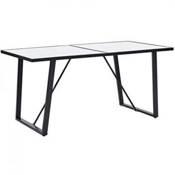 VidaXL Tavolo da Ristorante Bianco 160 x 80 x 75 cm in Vetro Temperato