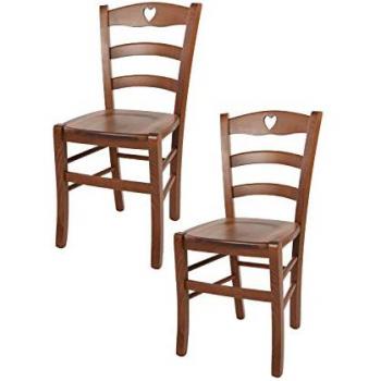 Set Cuore Deux – Chaises Cuisine/Bar en Bois Noisette