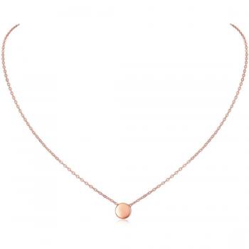 Layered Rose Gold Necklace with Small Round Pendant 925 Sterling Silver