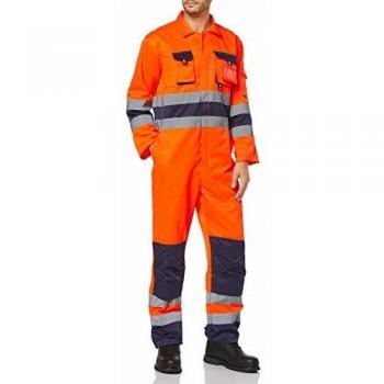 Hi Vis Workwear Coverall (Portwest Nantes, Orange/Navy, 2XL)