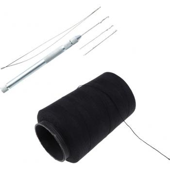 Black Hair Weaving Thread with Crochet Hook Set