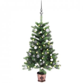 Sapin de Noël Pré-éclairé avec Boules 90 cm Vert