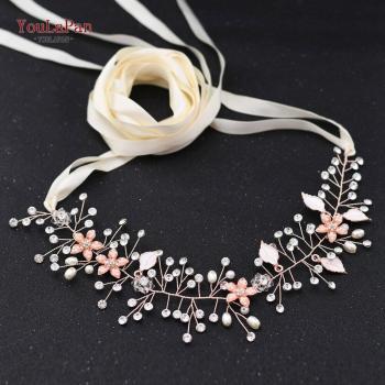 Bijoux de mariage ceinture en strass or rose YouLaPan SH236-RG