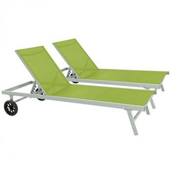 Bain de soleil vert en aluminium et textilène