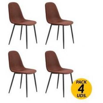 Set de 4 Sillas Hall con Acabado Industrial y Color Chocolate