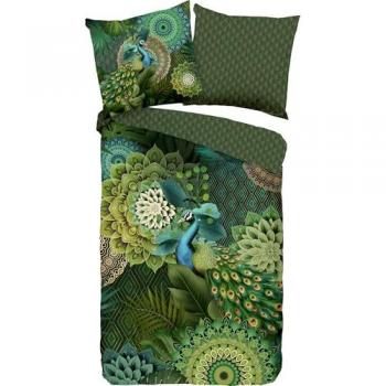 Wendebettwäsche Aghata, Mako-Satin, 2-teilig, Tiermotive und Mandala-Design, Reißverschluss, grün