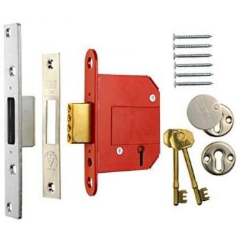 Fortress 5-Lever Mortice Deadlock, Brass Finish, 63mm Size, Multi-Colour