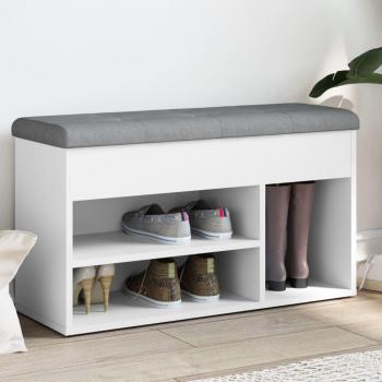 White Shoe Bench 82x32x45.5 cm vidaXL Engineered Wood