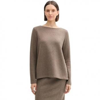TOM TAILOR Damen Sweatshirt Cosy Rib, beige, XXL