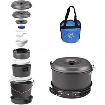 Bulin 13‑teilige Aluminium‑Camping­Topf‑Pfanne‑Set mit Kessel