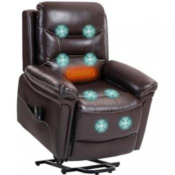 SootheFlex Massage Recliner, Lift & Heat, USB, Remote, Brown