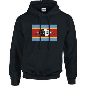 Black Pixelforma Hooded Sweatshirt featuring Eswatini Flag
