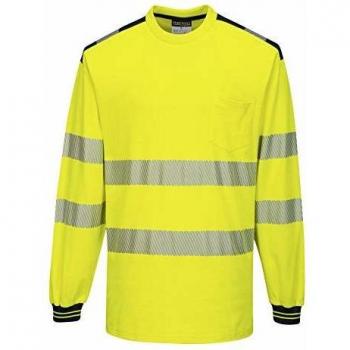 Portwest PW3 Hi Vis Cotton Comfort Long Sleeve T Shirt Yellow / Black XL