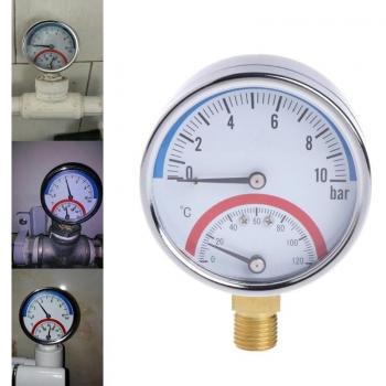 10 Bar G1/4 Thread Thermometer and Pressure Gauge