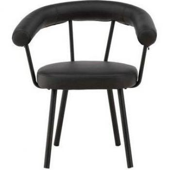 VIND COLLECTION Västerås x Josefin Lustig Matbordsstol med Armstöd – Svart PU & Svart Stål