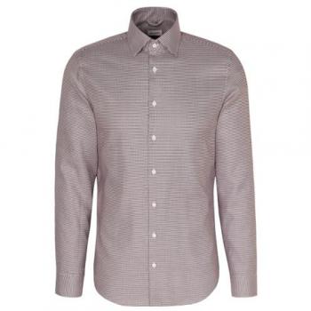 Bordeauxfarbenes Slim Fit Business-Hemd mit Strukturmuster, Größe 44