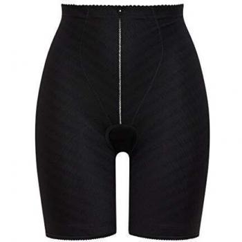 Felina Pantalón moldeador negro, control medio, diseño a rayas diagonales