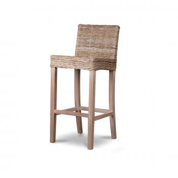Rattan and Teak Garden Bar Stool