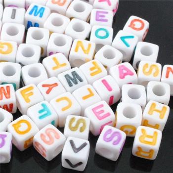 50pcs 7mm Alphabet Square Beads for DIY Jewelry Accessories