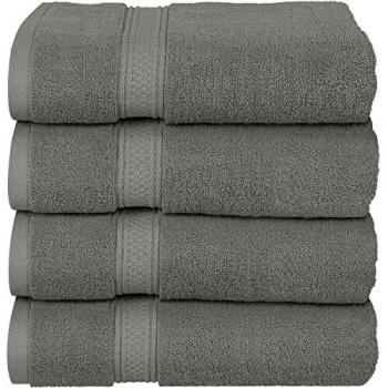 Utopia Towels Highly Absorbent Bath Towels, 4 Pack, Grey