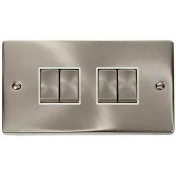 Satin Chrome 4 Gang 2 Way Plate Switch