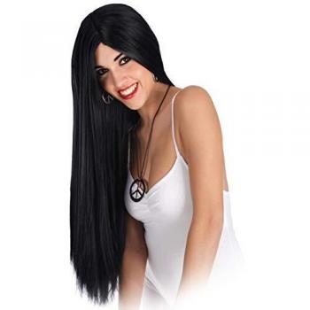 Parrucca Lunga Liscia Nera 75 cm