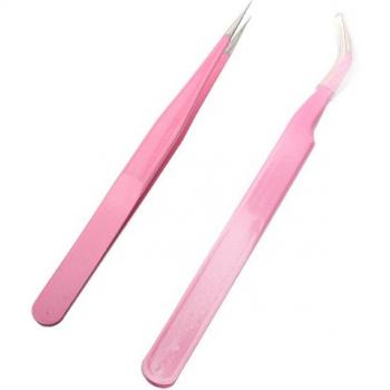 Pince à épiler en acier inoxydable rose pour cils Volume 3D