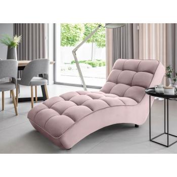 RIKAL Chaise Longue Velours – Confort Raffiné – Teinte Rose Balais