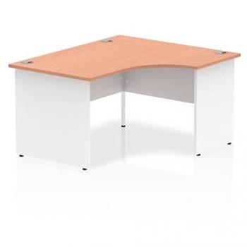 Impulse 1400mm Right Crescent Desk Beech Top White Panel End Leg