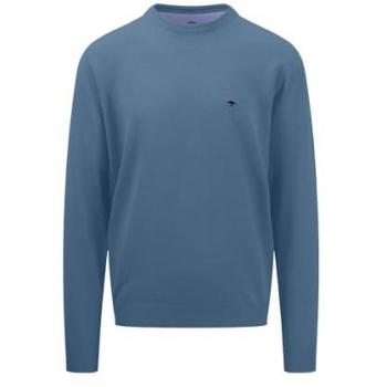 FYNCH-HATTON Strickpullover »FYNCH-HATTON Langarmpullover«, mit Logostickerei cloud blue