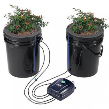 Sistema de cultivo hidropónico Vevor DWC, kit de riego por goteo, 20 l, 2 cubos, con bomba de aire