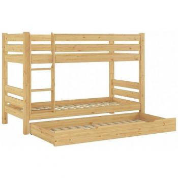 Erst Holz Kiefer‑Etagenbett 90x200 cm – Rollrost, Gästebettkasten