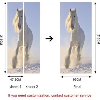 Arte mural de caballo blanco en la nieve