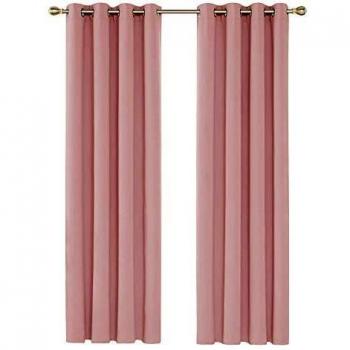 Deconovo Vorhangset, blickdicht, 260x140 cm, Korallenrose, 2er Set