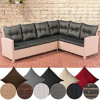 CLP Gartensofa Minari I – Moderne Eckbank aus Polyrattan (Sand/Anthrazit)