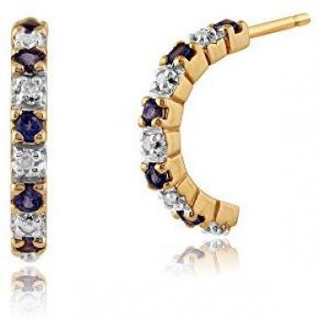 Elegant Sapphire-Diamond Hoop Accent Earrings – 9ct Yellow Gold
