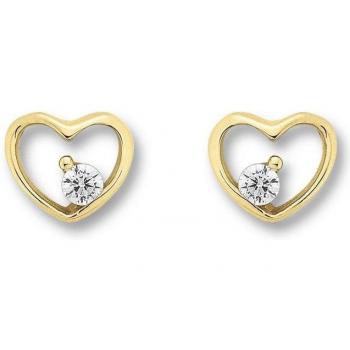 Goldene Herzohrringe mit Zirkonia für stilbewusste Damen