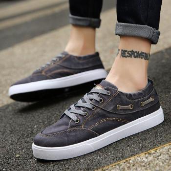 Effen Kleur Denim Sneakers voor Mannen