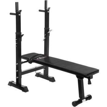Weight Bench Press Station with Barbell Holder – Black