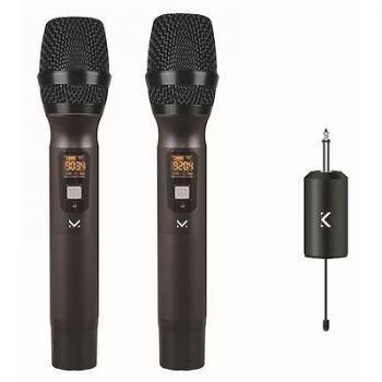 Majestic 115720bk coppia microfoni wireless uhf con ricevitore ricaricabile e jack da 6.35mm black