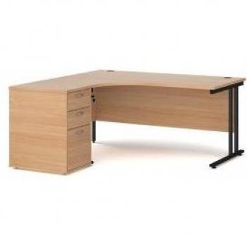 Maestro 25 Ergonomic Left-Handed Desk with Black Cantilever Legs