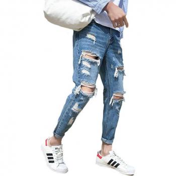Pantalones Masculinos de Calle con Rasgadura Estilo Hip Hop