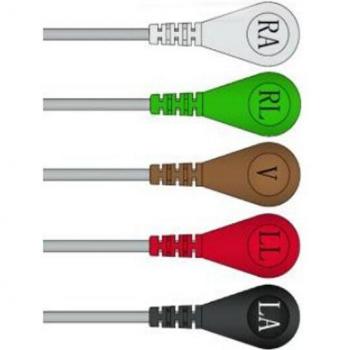 GE 8100T ECG Cable 6 Pins 5 Leads with Snap Clip