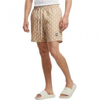 Urban Classics Bermudas en Beige Oscuro y Blanco Elegante